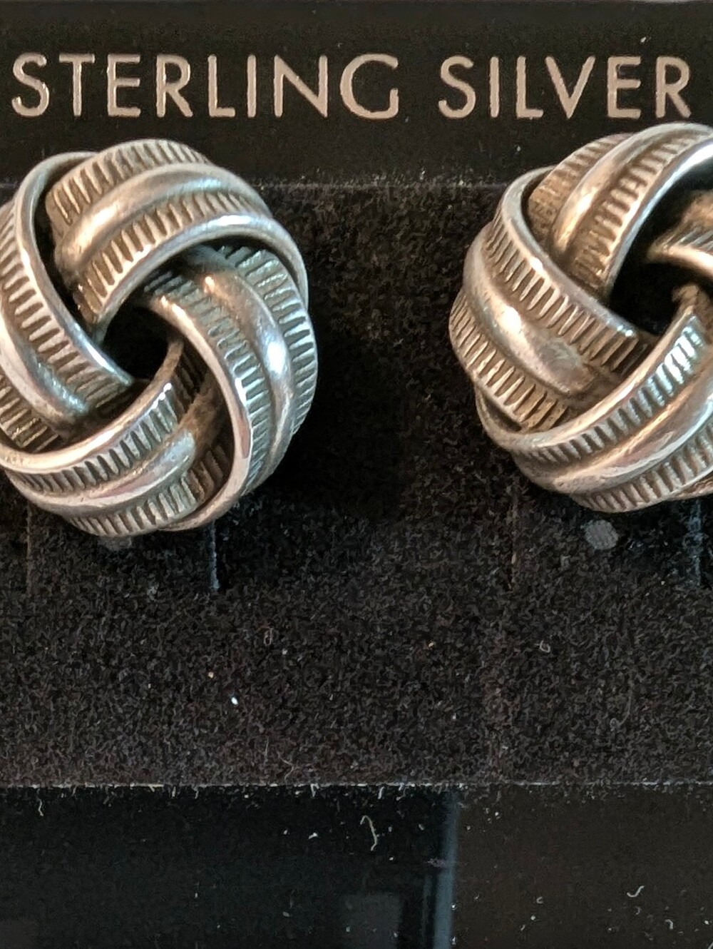 VINTAGE Sterling Silver Love Knot Stud Earrings, 0.45 oz total 925 + FREE GIFT - Picture 2 of 3